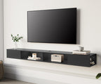 WAMPAT 70 inch Floating Entertainment Center, Black | For TVs Up to 75 inch, Open shelf Storage, Wall Shelf Under TV, Media Console, Living Room