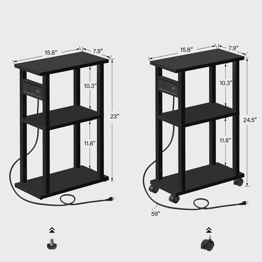 TUTOTAK Small Narrow Side Table, Set of 2 Skinny End Table