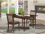 East West Furniture MZNO3-MAH-C 3 Piece Dinette Set for Small Spaces Contains a Rectangle Dining Table with Dropleaf and 2 Linen Fabric Dining Room Chairs, 36x54 Inch, Mahogany