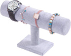 Coward T-Bar Bracelet Holder Organizer Jewelry Display Boutique Watch Stand for Home Organization Storage (Gray Velvet)