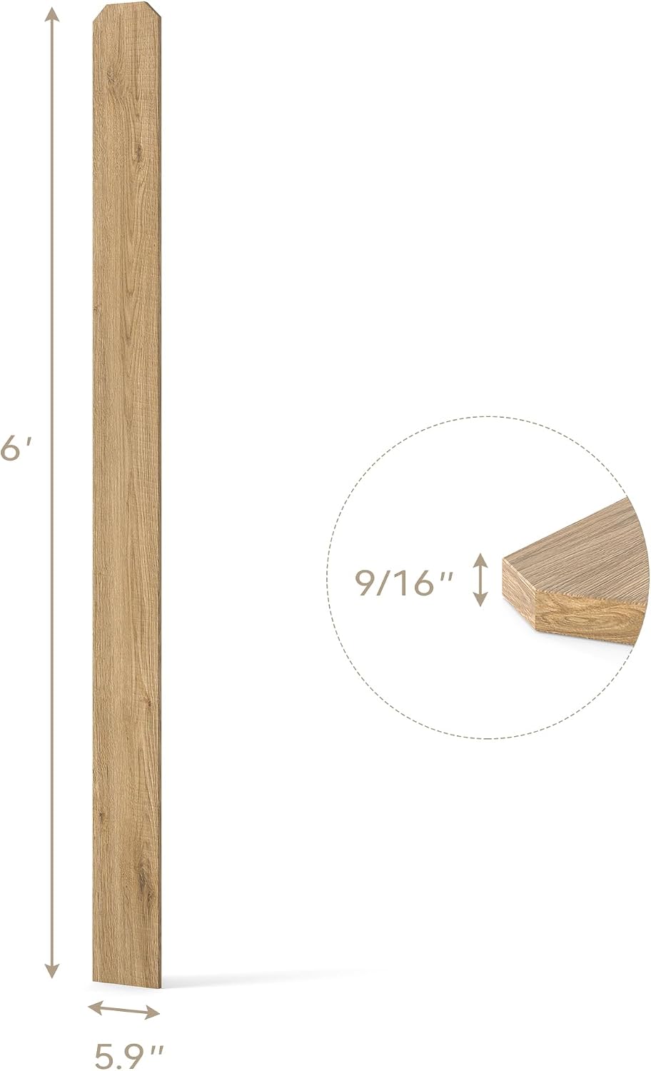 JAXPETY 6ft Dog-Ear Fence Picket 5.9 x 0.5in Fir Wood Fence Boards 50-Pack