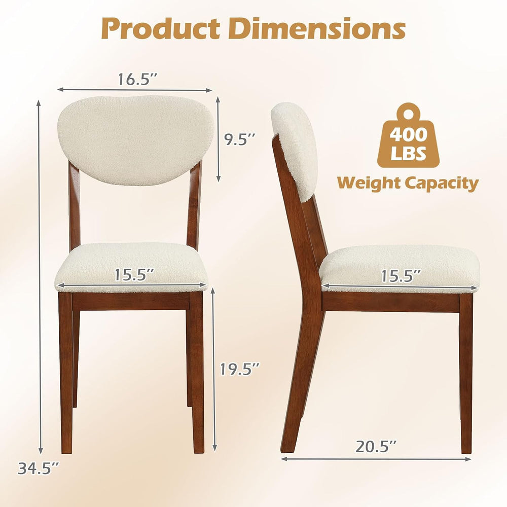 Giantex Sherpa Dining Chairs Set of 4, Modern Kitchen Chair w/Rubber Wood Leg...