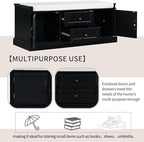 42″ Storage Bench with 2 Drawers and 2 Cabinets，Multipurpose Entryway Shoe Rack W/Removable Cushion，for Living Room Hallway Porch,Black