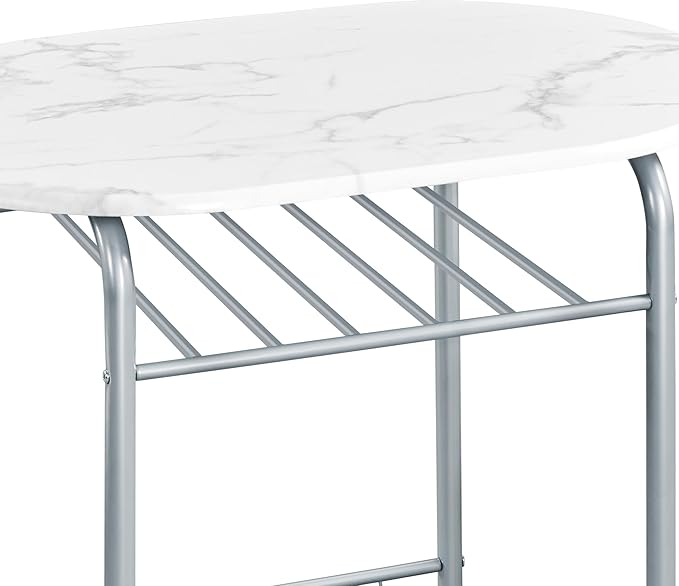 Yaheetech 3-Piece Dining Table Set, Breakfast Bistro Table Set for 2, Small Kitchen and Table Chairs Set of 2 with Metal Frame and Storage Rack for Small Space/Apartment/Dorm Room, White