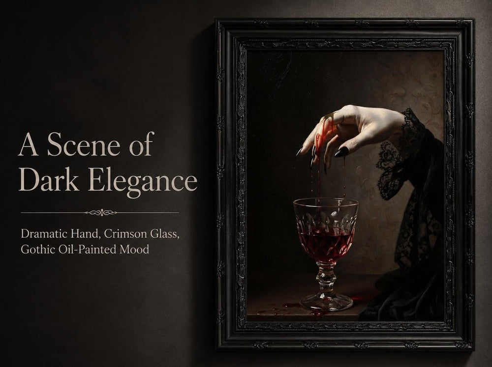 EIDHFBFJ Vintage Gothic Vampire Framed Wall Art Vampire Hands Blood Wine Glas...