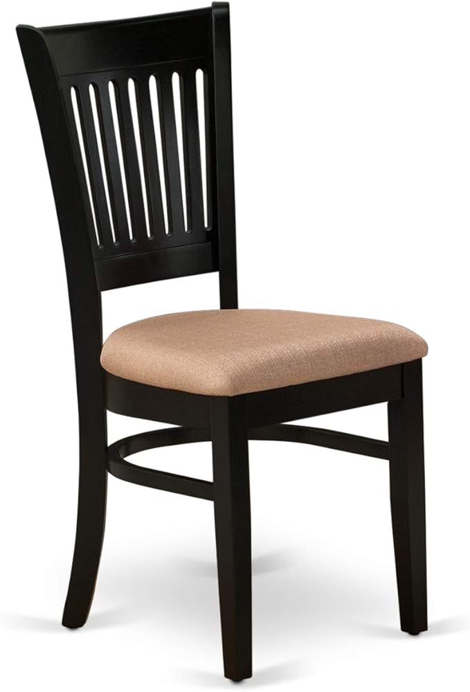 East West Furniture LGVA5-BLK-C 5 Piece Dining Room Furniture Set Includes a Rectangle Kitchen Table with Butterfly Leaf and 4 Linen Fabric Upholstered Chairs, 42x84 Inch, Black