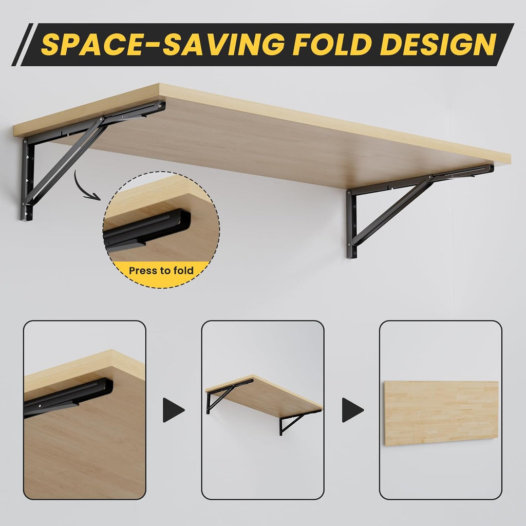 Wall Mounted Folding Workbench, 47.2 x 22.8-inch Heavy Duty Foldable Work Table, Large Surface, Collapsible Desk for Workshop, Garage, Office, Home, Holds Up to 550 lb