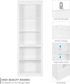 Spirich 5 Tier White Bookshelf, Tall Bookshelf with Storage, Open Wooden Book Shelf, Modern Large Bookcase for Living Room, Home Office, Dinning Room