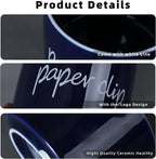 ONTUBE Porcelain Paper Clip Holders,Ceramic Paper Clip Organizer (Navy)
