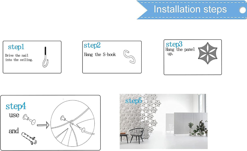 White 3D Flower Venus 14"x12" Hanging Room Divider Panel Felt Fiber...