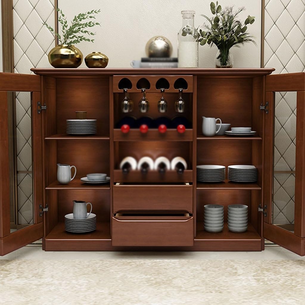 Entryway Cabinet Chinese Creative Solid Wood Wine Cabinet Restaurant Multifunctional Dining Sideboard Home Kitchen Storage Cabinet Sideboard Storage Cabinet