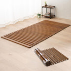 EMOOR Wood Roll-Type Slatted Bed OSMOS Twin for Japanese Futon Mattress (Brown), Breathable Floor Sleep Tatami Mat