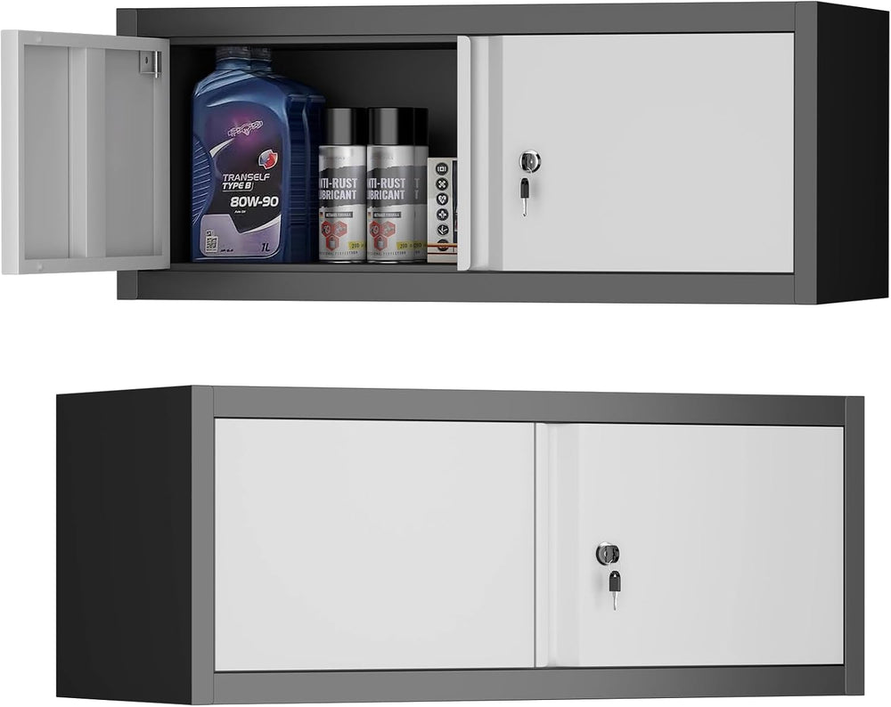 Metal Locking Cabinet, 12.8" H Garage Cabinet Wall Mount, Steel Storage ...