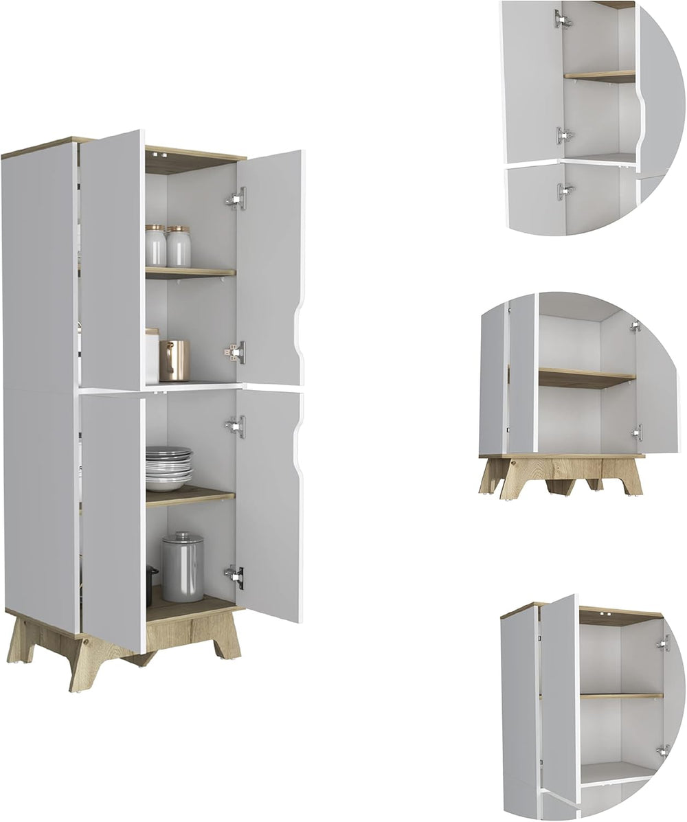 Rectangle Kitchen Pantry Light Oak and White