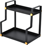 FFK 2 Tier Countertop Organizer, Cosmetic Organizer, Storage Shelf for Cabinet, Countertop, Pantry, Desktop, Ideal for Bathroom, Kitchen, Office (Black)
