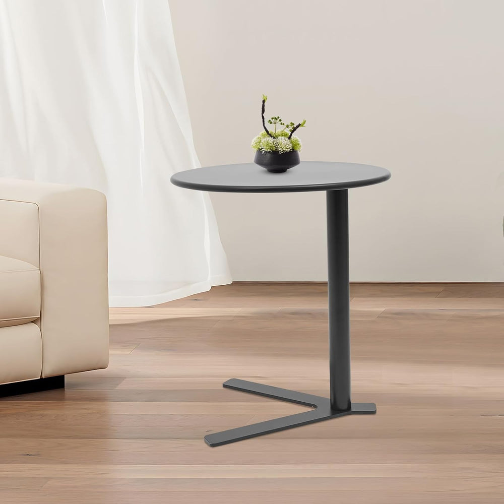 C Shaped End Table, Space Saving Round Sofa Side Tables Couch Table w/ Y-shap...