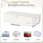 Yawinhe Underbed Bags, Storage Containers Bags with Lid, Foldable Blanket Bins, with Sturdy Zipper und Label Holders, for Clothing, 23.6''Lx11.8''Wx6''H, 1Pack,Beige，SNH002BES-1