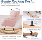 Nursery Rocking Chair, Boho Accent Ottoman, Teddy Upholstered Glider Rocker with High Backrest, Recliner Function and Foot Rest for Living Room, Small Spaces, Bedroom, Pink