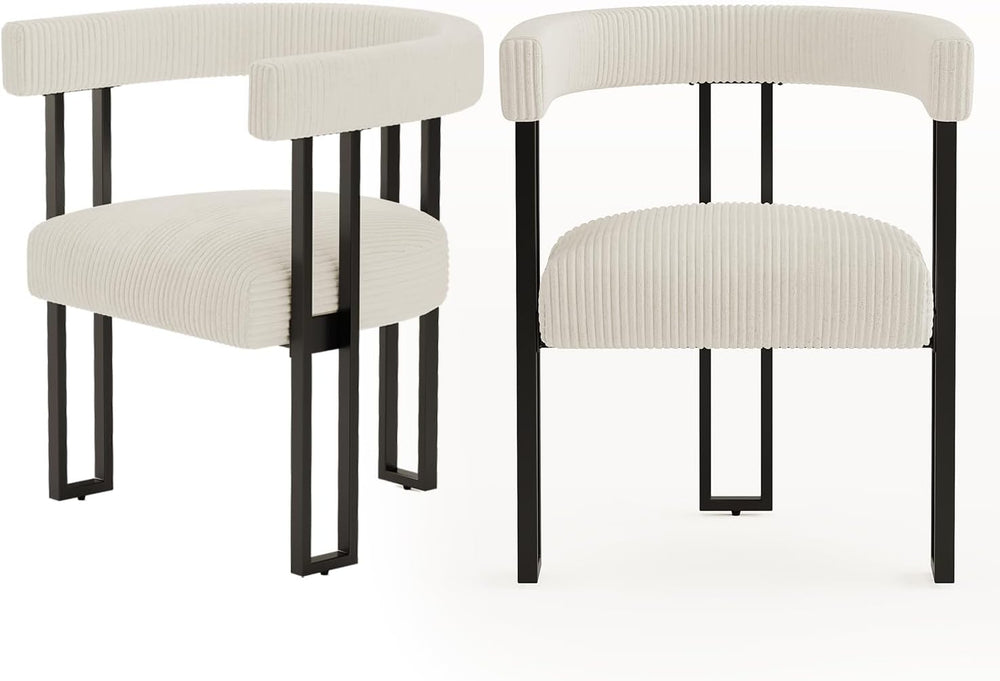 VIRRMO Boucle Upholstered Dining Chairs Set of 2 Corduroy Kitchen & Dinin...