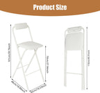 Folding Bar Stool with Backrest, 27.56" Counter Height Portable Cushioned Stool, Metal Frame Tall Chair for Kitchen Island Dining Room Cafe Dessert Shop 1 PCS Easy Storage (White)