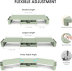 OPNICE Desk Organizers and Accessories, Dual Monitor Stand Riser with Drawer and 2 Pen Holders, Desk Shelf Metal Computer Monitor Stand for Office Workspace Organizers, Desktop Organization (Green)