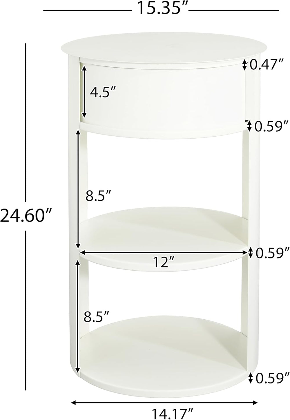 Christopher Knight Home Pomme 3-Tier Metal Small Side Table, Narrow Bedside T...