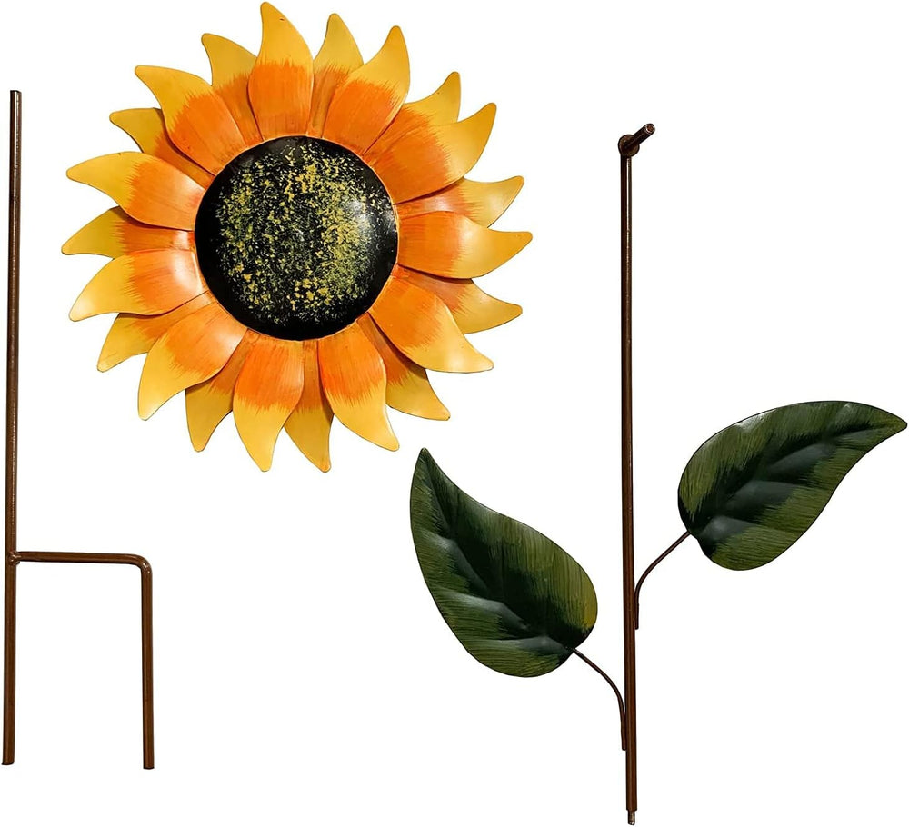 Vintage Metal Sunflower Garden Stake,32 Inches, 2 Pack Planter Stand for Home...