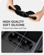 BASENOR 2024 2025 Tesla Cybertruck Center Console Cup Holder Insert [Carbon Edition] Silicone Non-Slip Car Drink Holder Cybertruck Interior Accessories