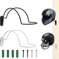 2 Pcs Helmet Rack Hanger Wall Mount Display, Helmet Holder Hooks Wall Mount for Equestrian Motorcycle Hat - White & Black