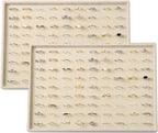 Large Velvet Jewelry Tray 2 Pack Stackable Jewelry Display Drawer Inserts Trays Organizer for Earring Bracelet Necklace Ring (Beige, Ring 81 Slots)