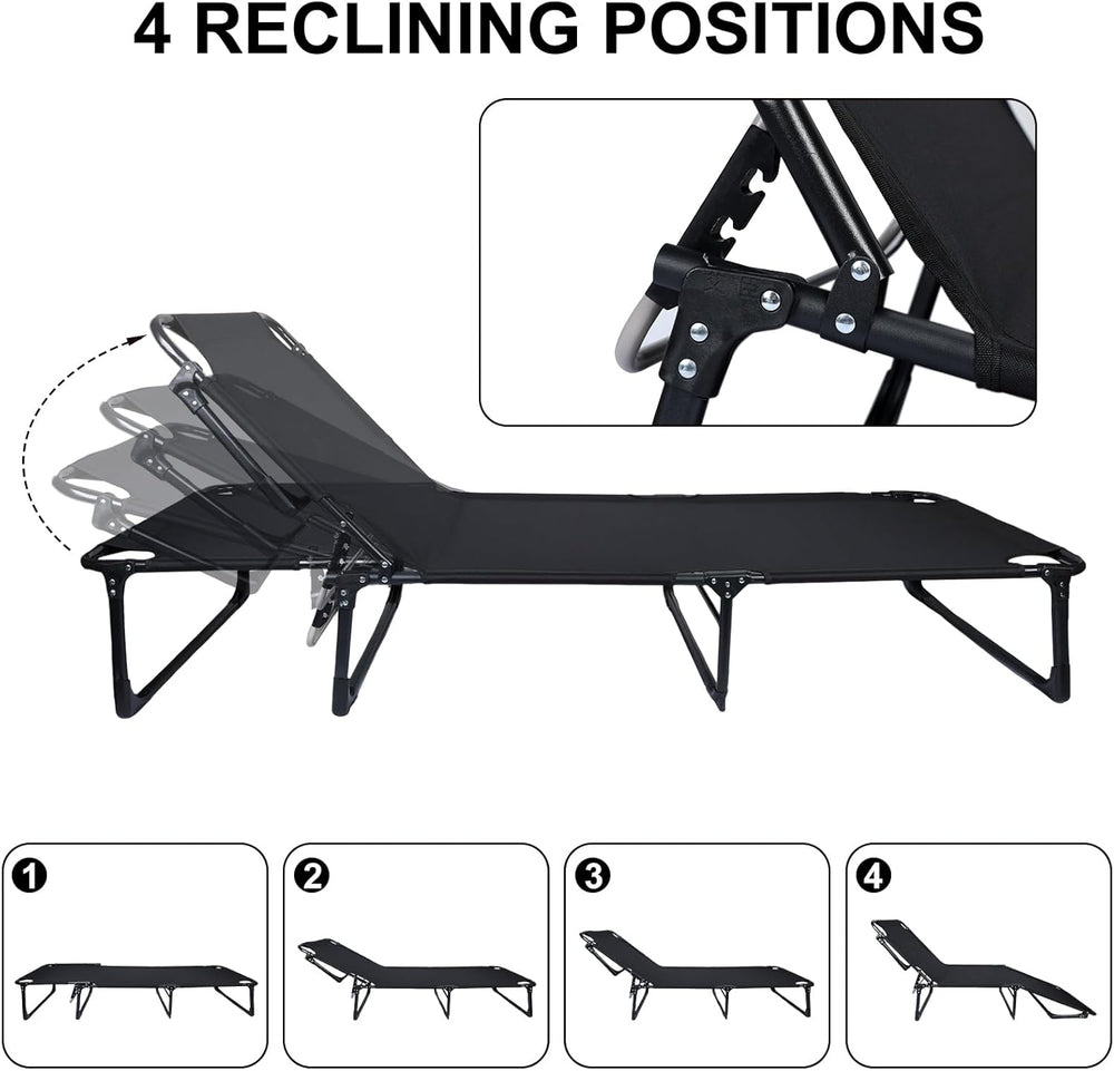 Chaise Lounge Chair | Outdoor Tanning Chair with Pillow[4 Positions] | Heavy ...