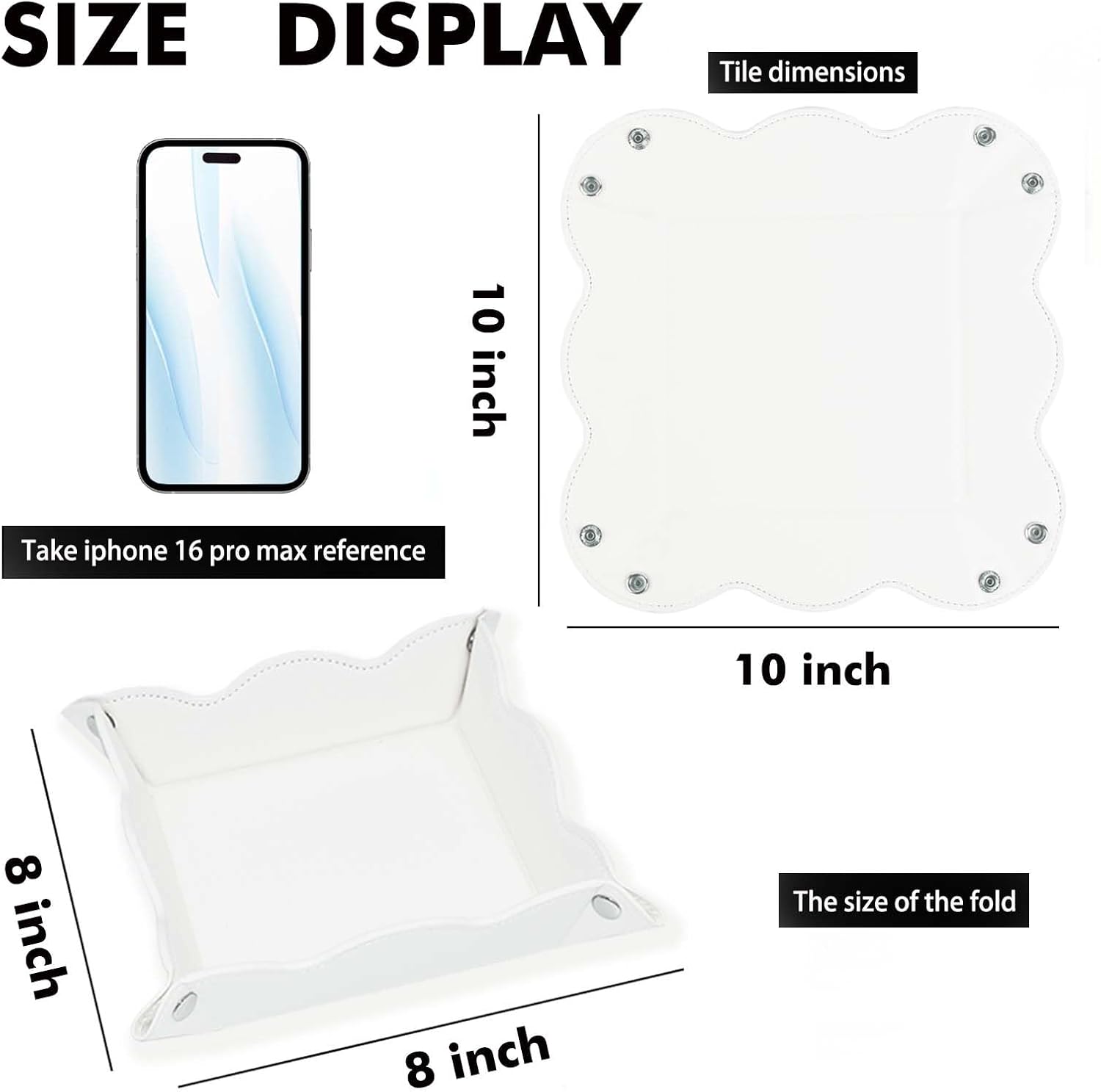 Valet Tray for Men Women 2 Pack - PU Leather Travel Catchall Tray Organizer - Desk Bedside Nightstand Storage Box for Jewelry Key Phone Remote Controller Wallet Watch Glasses Readers -White