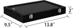 Frebeauty Velvet Jewelry Tray,24 Grid Jewelry Organizer with Clear Lid,Earring Holder Organizer with Clasp,Drawer Insert Rings Pendants Brooches,13.8 x 9.5 x 2 Inches,Gift for Women Girls(Black)
