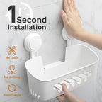 LEVERLOC Shower Caddy Suction Cup Set Shower Organizer & Soap Holder & Toothbrush Holder, Bathroom Shelf Basket NO-Drilling, Removable Suction Storage Waterproof Bathroom Caddy, White