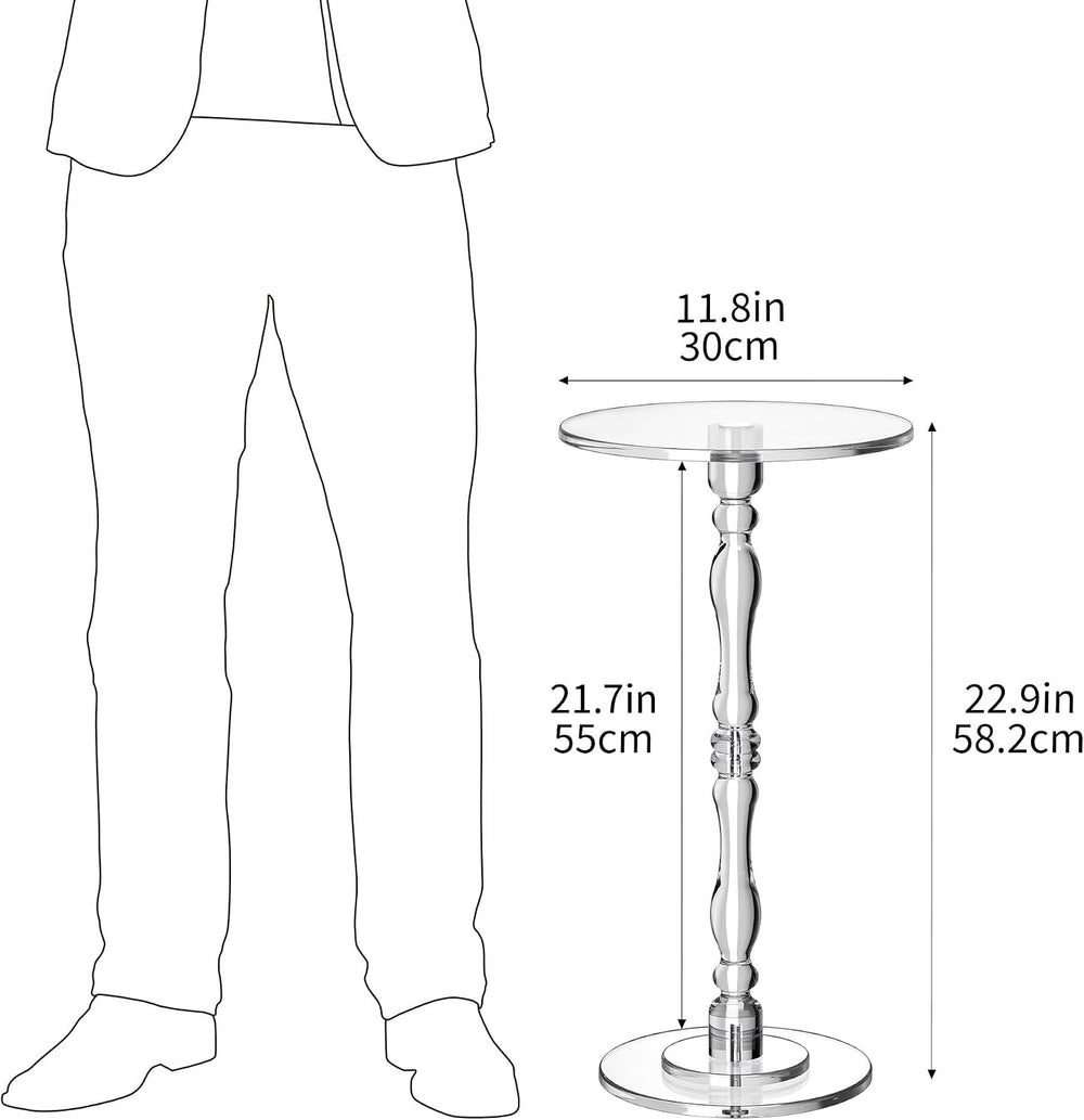 Acrylic Side Table, Classic Roman Column Pedestal End Table for Living Room, ...