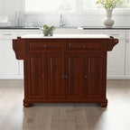 Pemberly Row Transitional Wood/Granite Kitchen Island in Mahogany