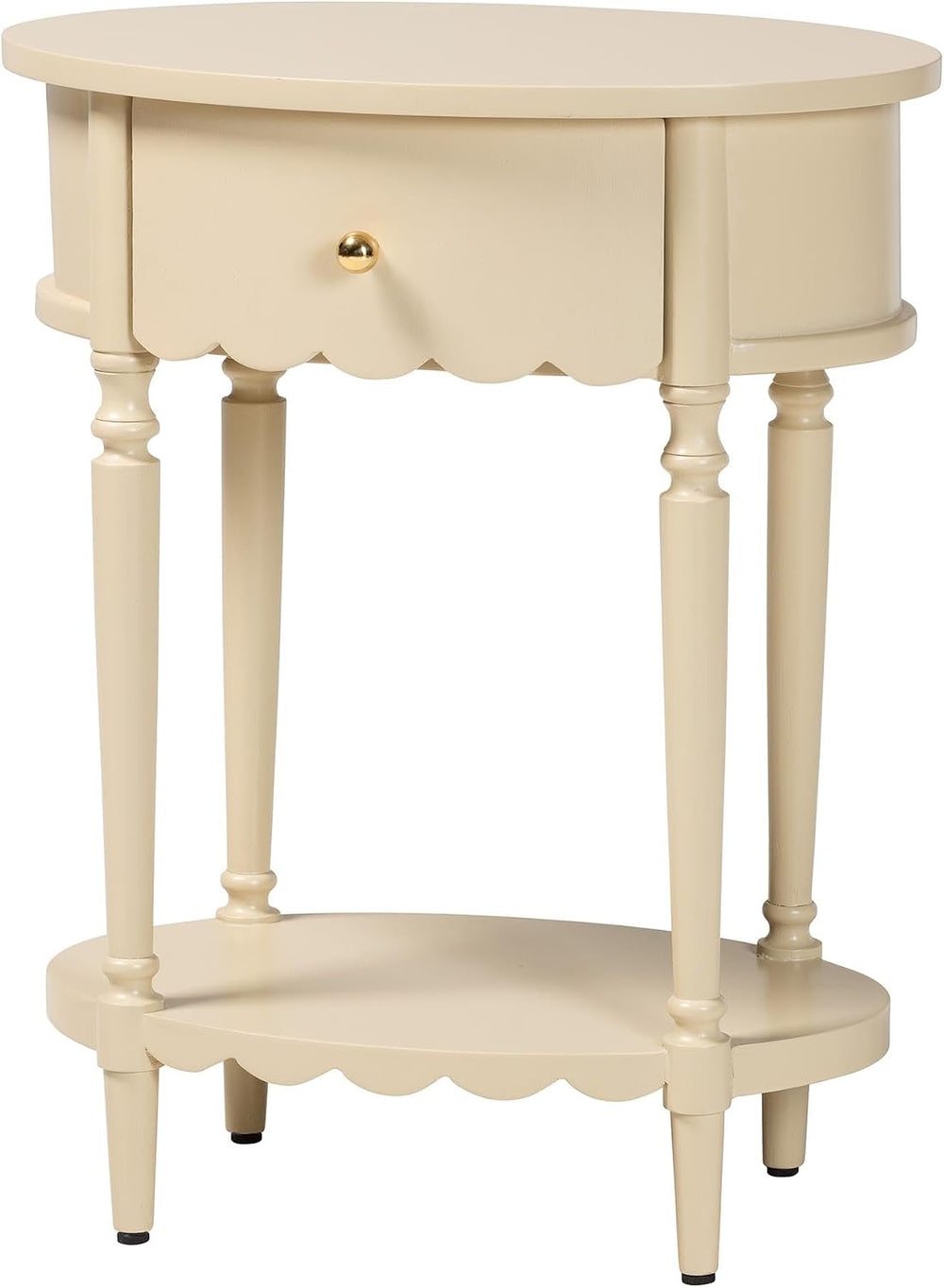 Bali & pari Liba End Table - 1-Drawer Accent Table with Scalloped Detaili...