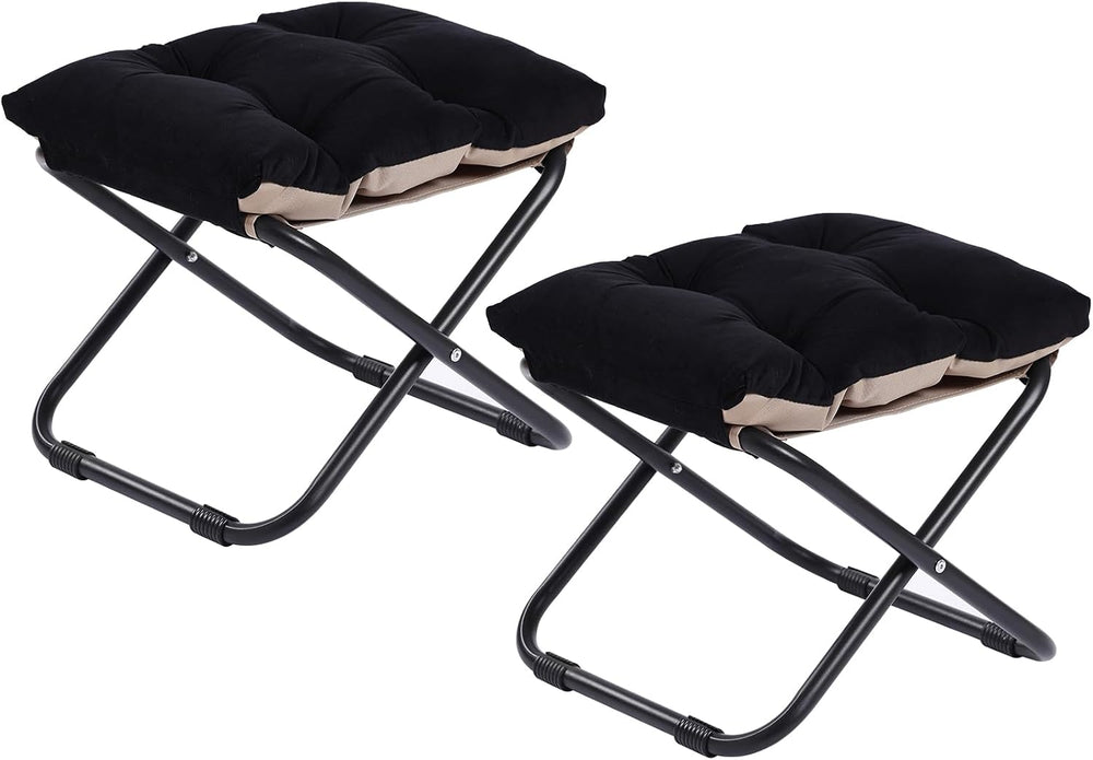LITA Folding Footrest Stool, Portable Ottoman Foot Rest, Upholstered Small Fo...