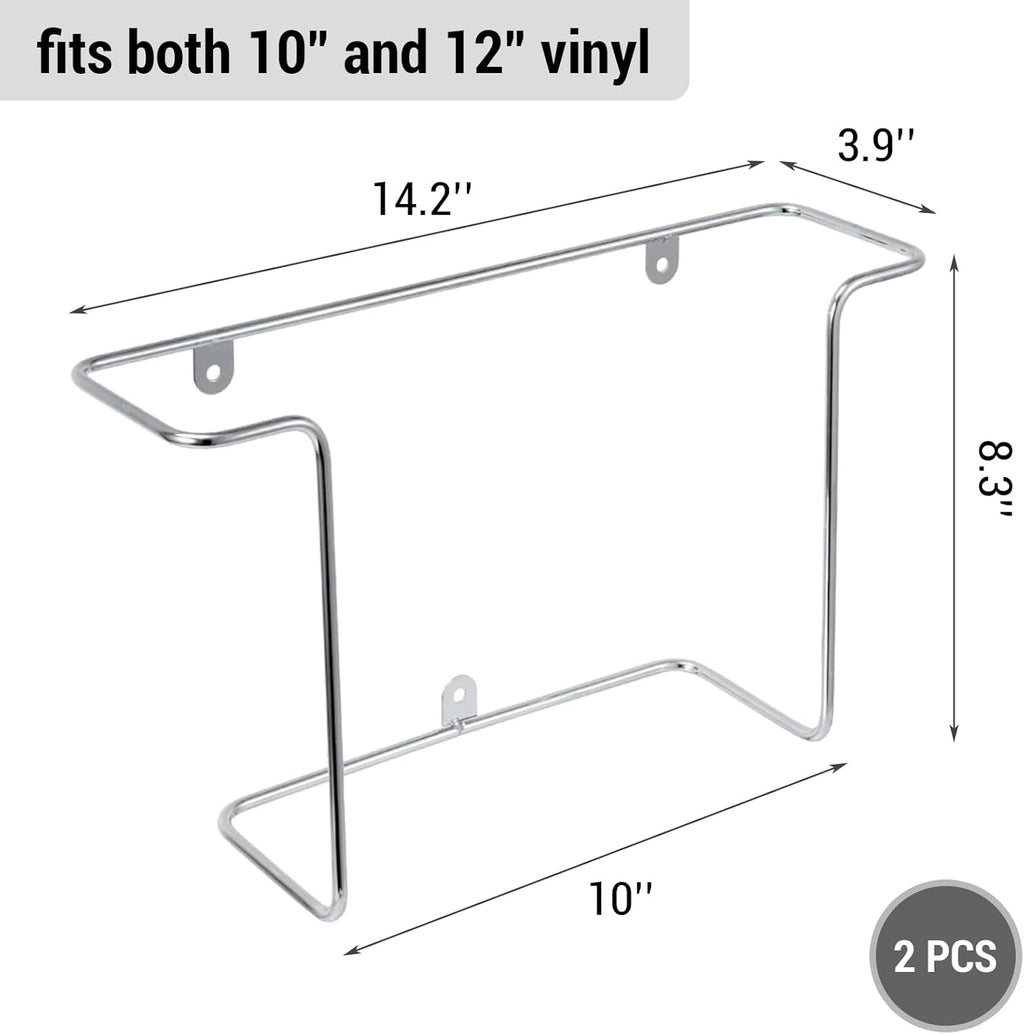 MyGift Modern Metal Wire Wall Mounted Vinyl Records Storage Racks, Hanging LP Record Holders, Floating Album Cover Display Shelves, Set of 2 (Silver-2 Pcs)