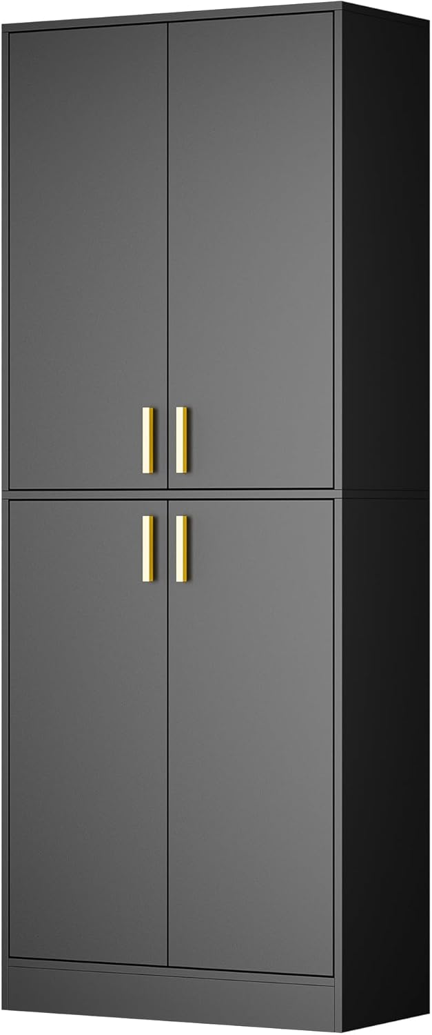 Cozy Castle Kitchen Pantry Cabinet, 71" Tall Wood Storage Cabinet with D...