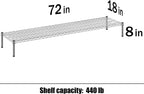 18" Deep x 72" Wide x 8" Height Wire Shelving Kit | 1-Tier | NSF Commercial Storage Rack Unit