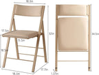 Folding Chairs with Cushion 2 Pack - Heavy Duty Steel Frame Foldable Dining Chairs, Waterproof Leather Indoor Outdoor Comfortable Folding Chairs for Home, Conference Rooms, Weddings, Events (Wood)