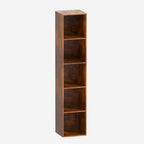 5 Cube Storage Organizer, 5 Tier Vertical Cube Bookcase Freestanding Storage Display Organizer for Home Office, Five Cubes Open Shelf Bookshelf (Retro Brown, 5 Cube)