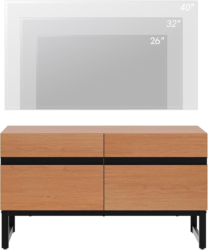 WAMPAT Modern TV Stand for TVs Up to 40 Inch, Entertainment Center Media Console with Storage Cabinet, TV Console for Living Room, Mocha