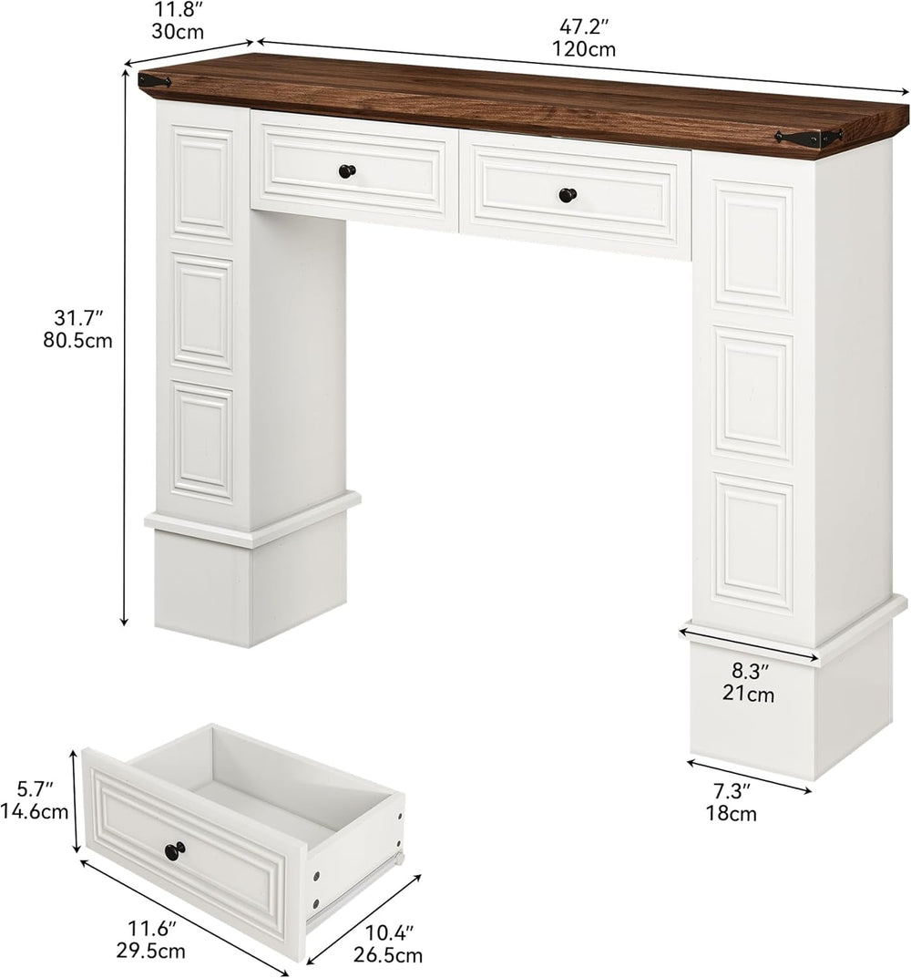 YITAHOME Farmhouse Console Table for Entryway with Storage, Narrow Long Sofa ...