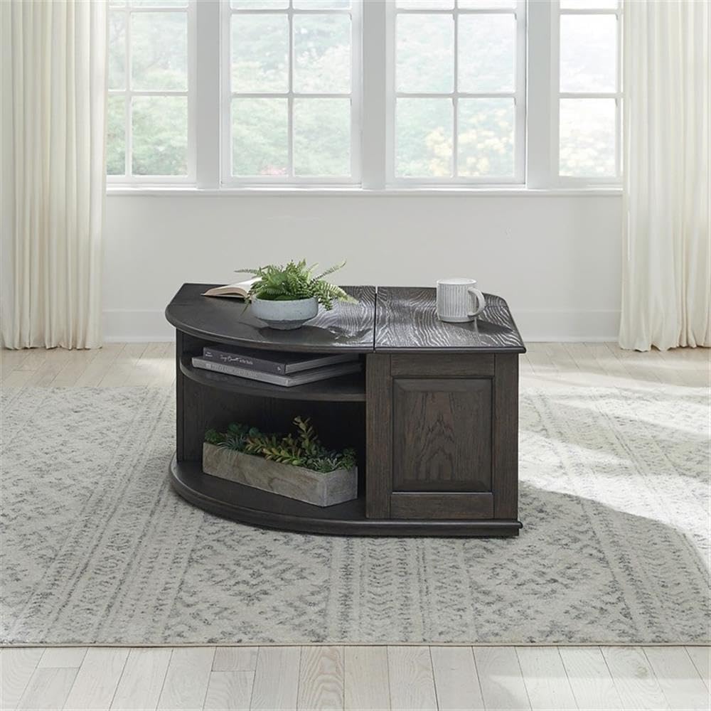 Pemberly Row 3 Piece Table Set, Rubberwood and Oak Veneers, Aged Oak Finish, ...