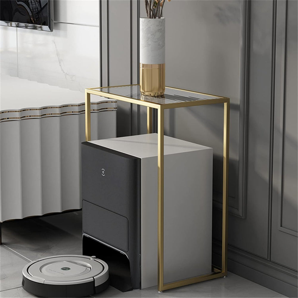 Tall Telephone Stand, Slim Side Table Narrow End Table Rectangular Glass Coff...