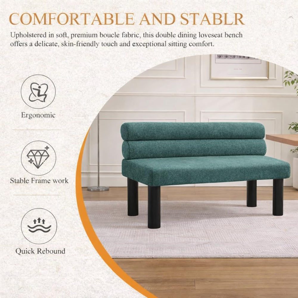 51'' Small Dining Bench with Back, Upholstered Armless Kitchen Banque...