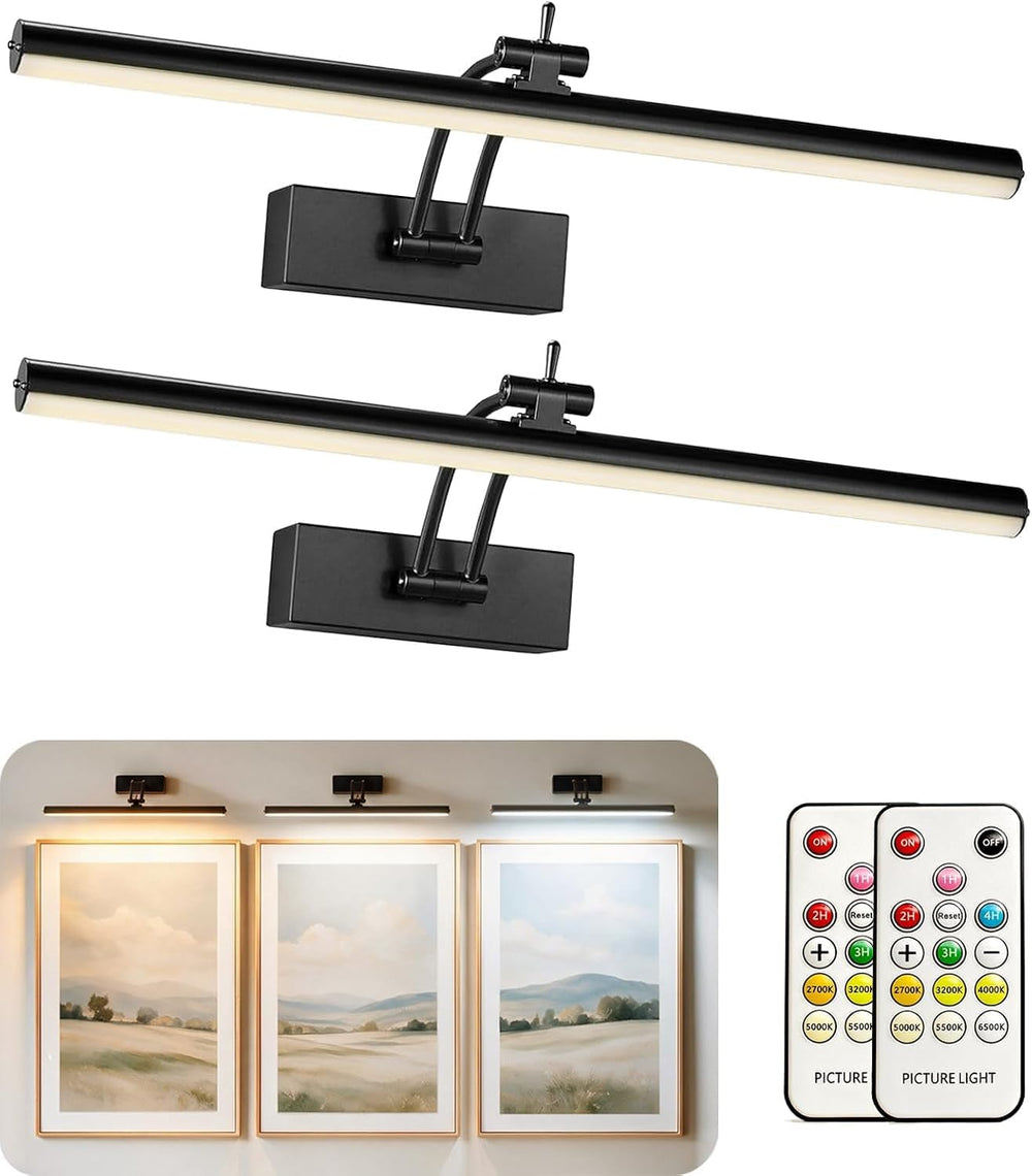 Yuichoy 2 Pack Picture Lights for Wall Battery Operated, 16 inch Wireless Art...