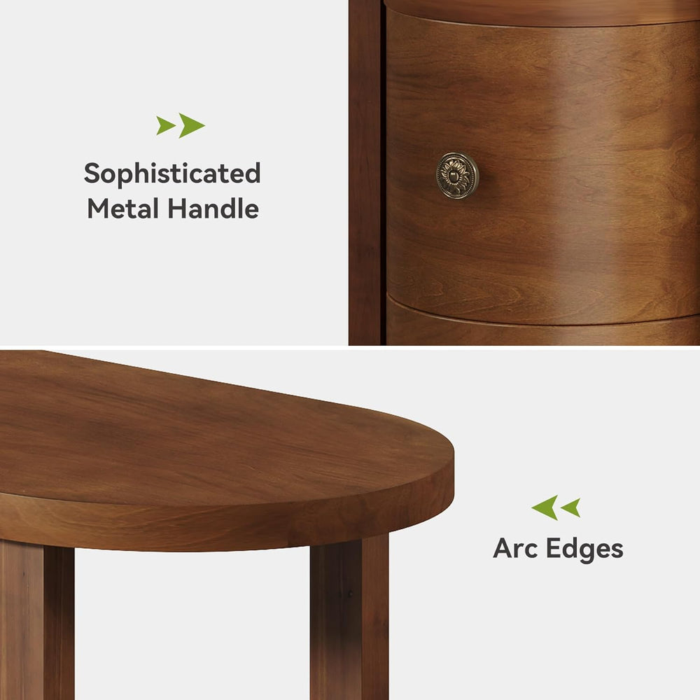 LITTLE TREE Solid Wood End Table with 2 Drawers & Open Shelf, No Assembly...